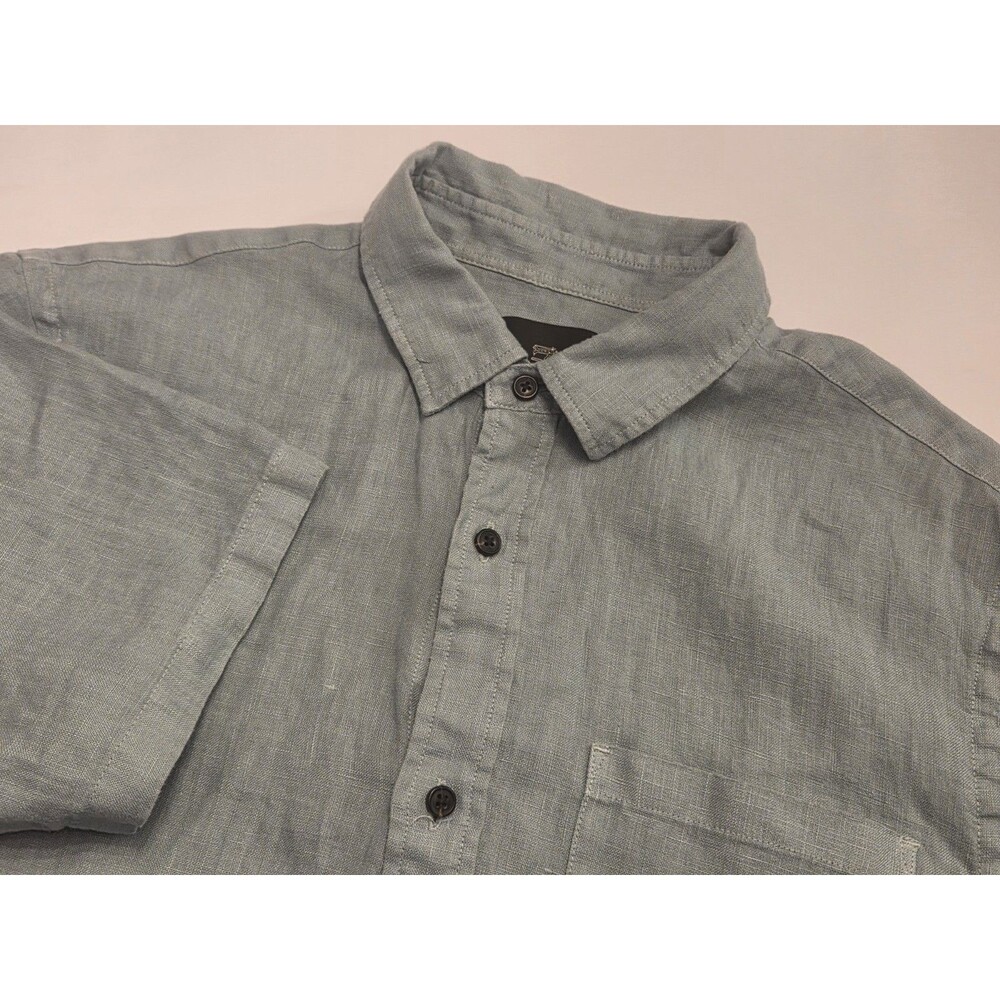 Scotch & Soda Men’s 100% Linen Short Sleeve Button Up Shirt Green Small